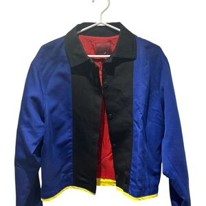 💯 AUTHENTIC VINTAGE Versace Jeans Couture Black Jacket with Red Lining size XS